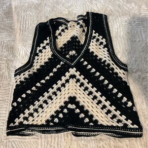 Chic Black and Cream Crochet Tank Top